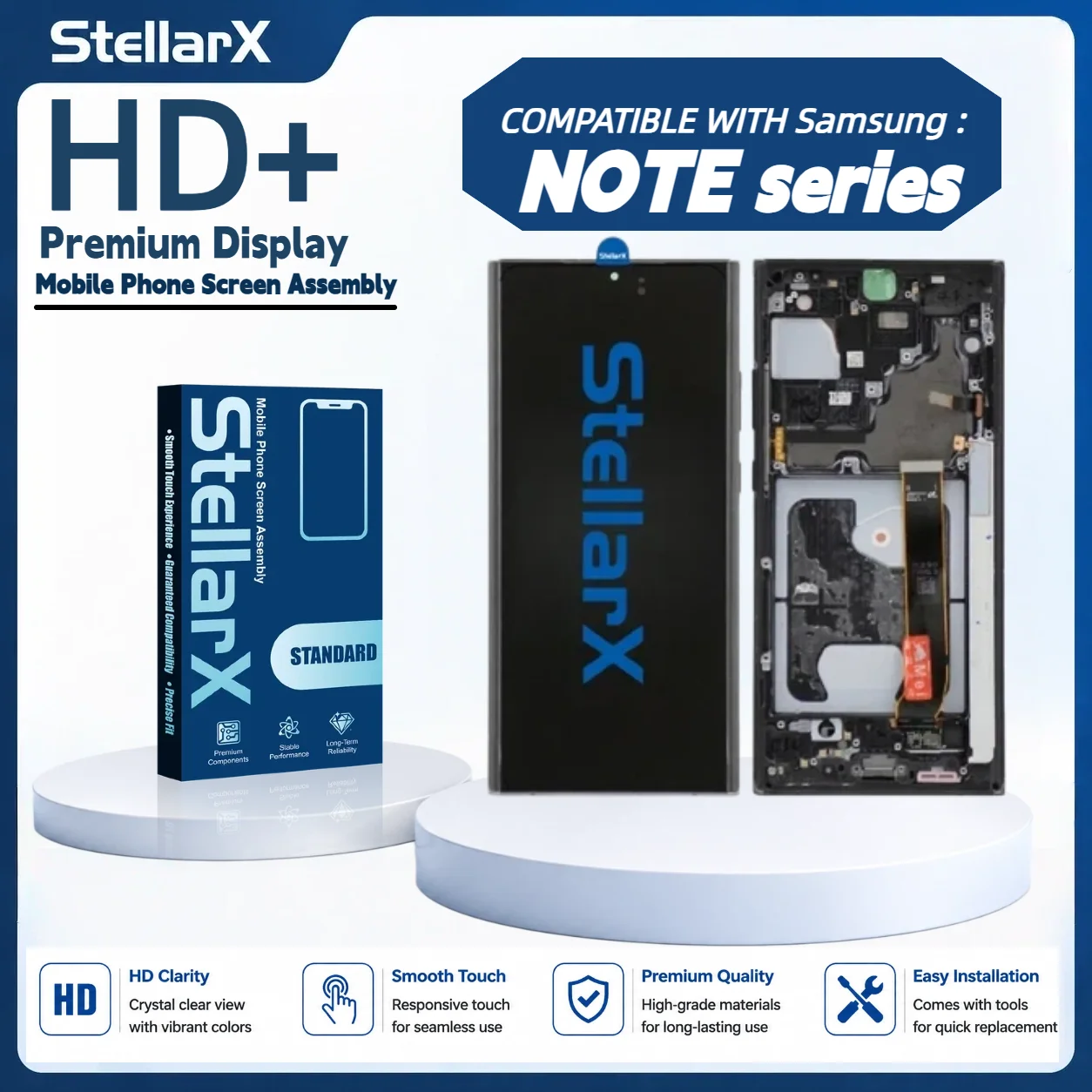 StellarX for Samsung Note Series HD+ Screen Replacement for Note8 9 10 10plus 10lite 20 20ultra Display With free tool