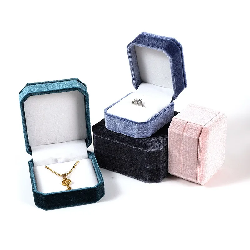 Velvet Octagonal Jewelry Box Light Luxury Earrings Ring Pendant Bracelet Storage Box Gifts Packaging Jewelry Organizer New