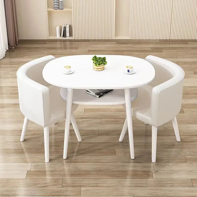 Balcony, cream-style leisure table and chairs, store negotiation, reception table, apartment, small apartment, modern and simple