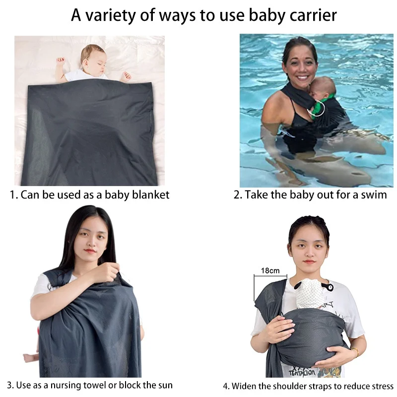 Baby Carrier Wrap Ring Sling Baby Carrier Breathable desh Fabric Ideal for Summers Kangaroo Newborn  Infant Child Sling 0-24M