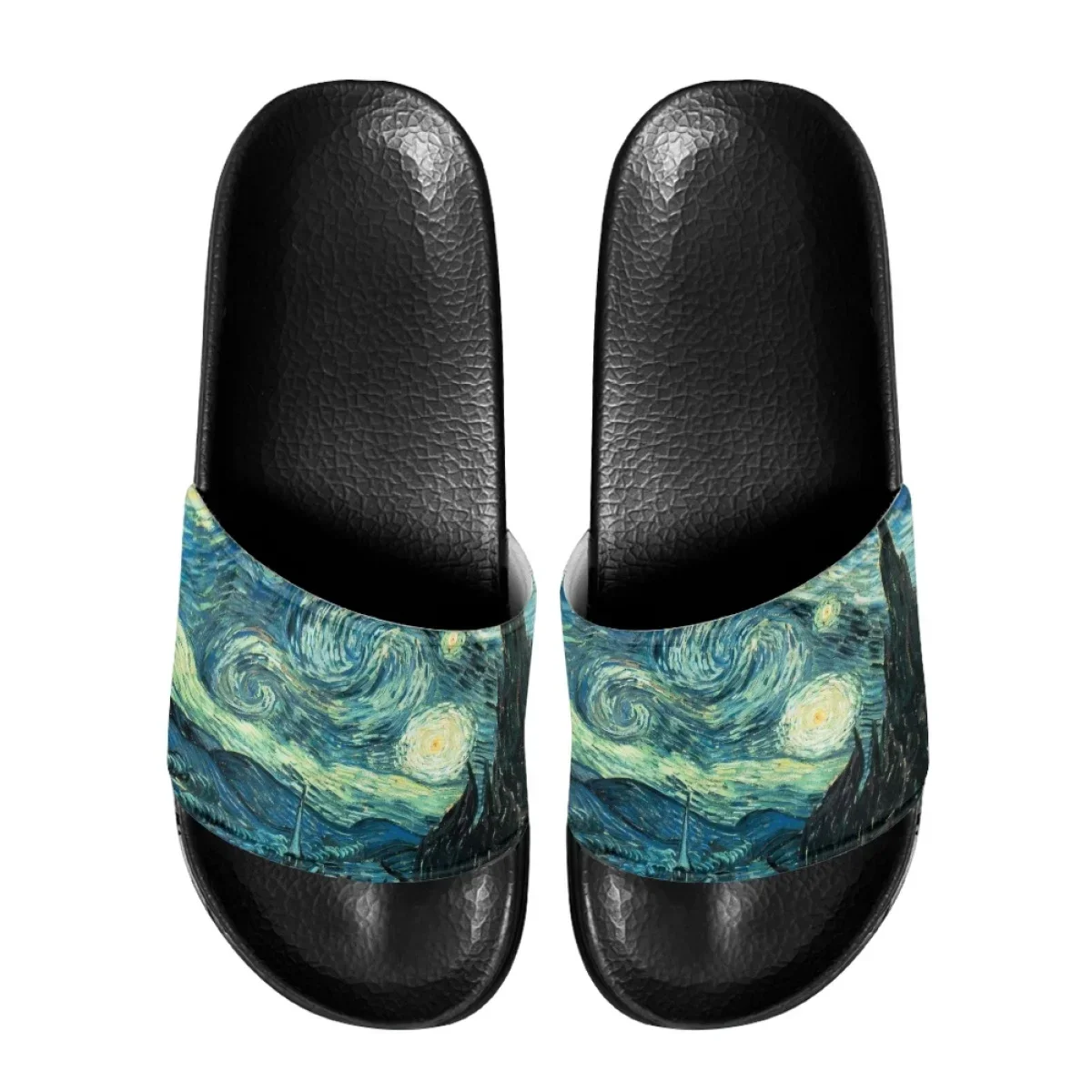 Zapatillas de pintura al óleo de Van Gogh para mujer, chanclas de verano con estampado de noche estrellada, suela gruesa, deslizantes para el hogar