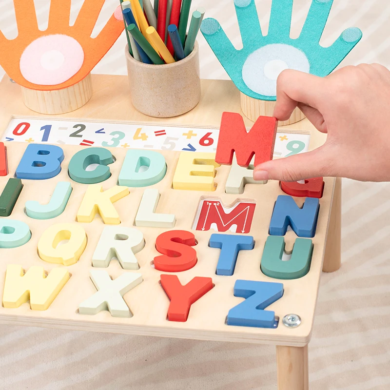 Math addition and subtraction calculation alphabet enlightenment teaching aids, number sense toy for children aged 3-6, wooden e