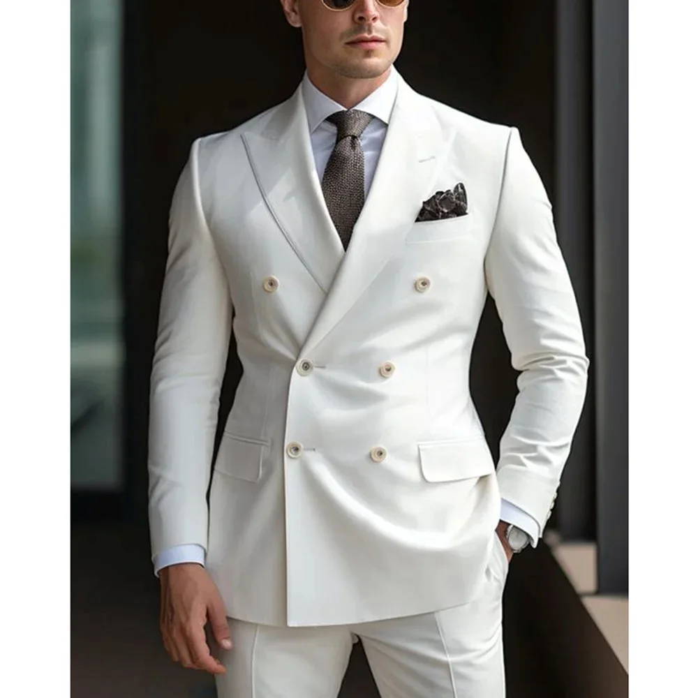 Men Two Piece Suit Sets Straight Pants Slim Fit Turn Down Collar Full Sleeve Blazers Ensemble Wedding Evening Work 2026 Spring