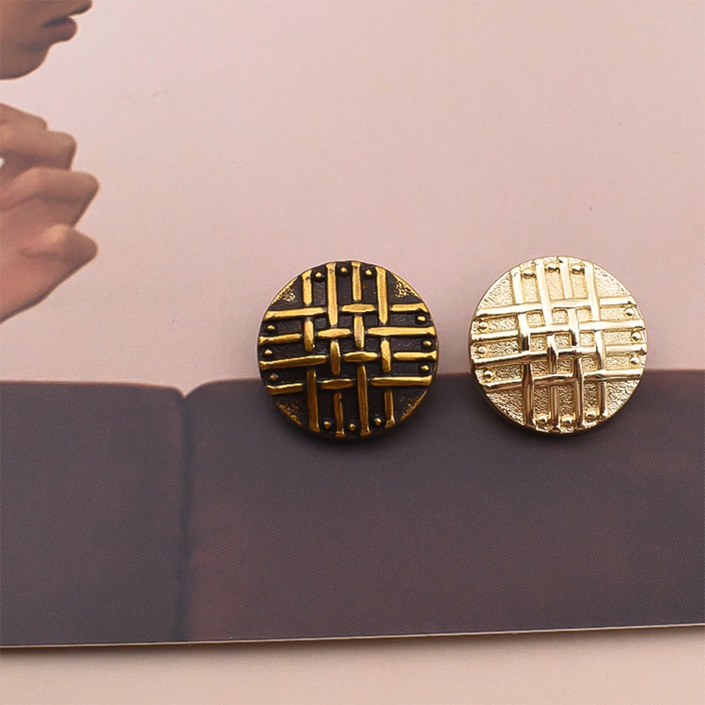

10PCS Classic Woven Mesh Metal Buttons Set - Vintage Round Sewing Buttons (18/23mm, Gold/Bronze) for Clothing, Bags, DIY Crafts