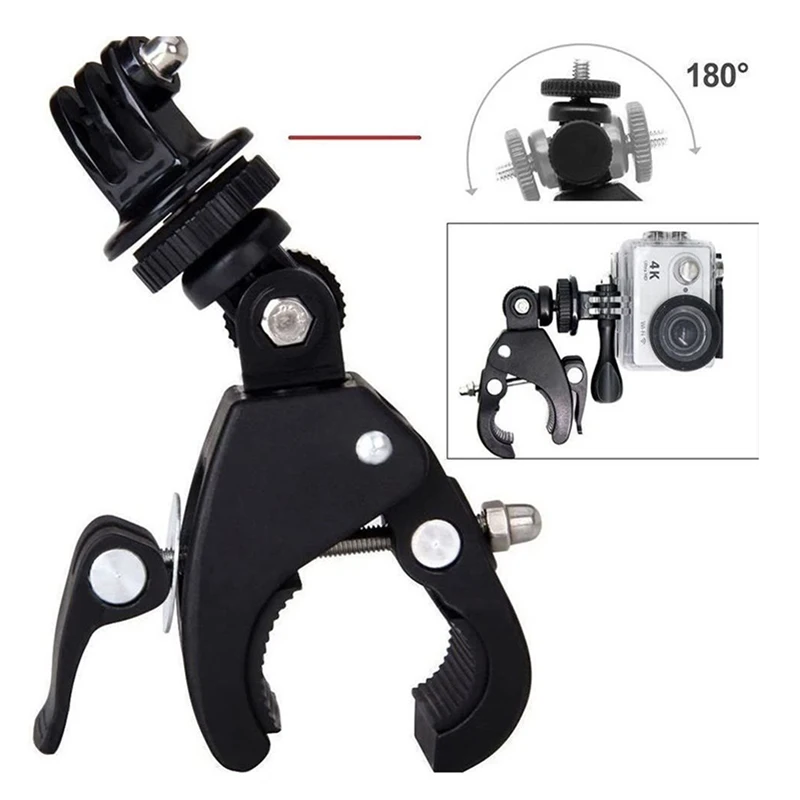 Camera Clamp Mount for Gopro Motorcycle Bicycle Handlebar Clamp Bracket for Insta360 Go Pro DJI Sports Camera Accessories