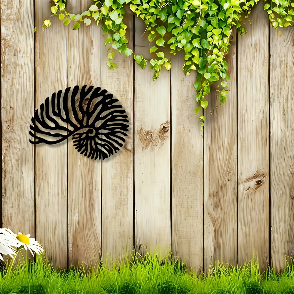 1pc 2D Flat Nautilus Shell Metal Wall Art, Art Deco Iron Sculpture for Living Room Bedroom Office