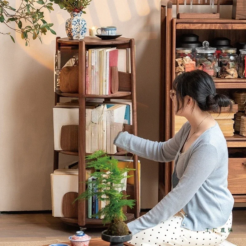 Rotating bookshelf children's picture books simple household simple students creative storage bookcase, landing space saving