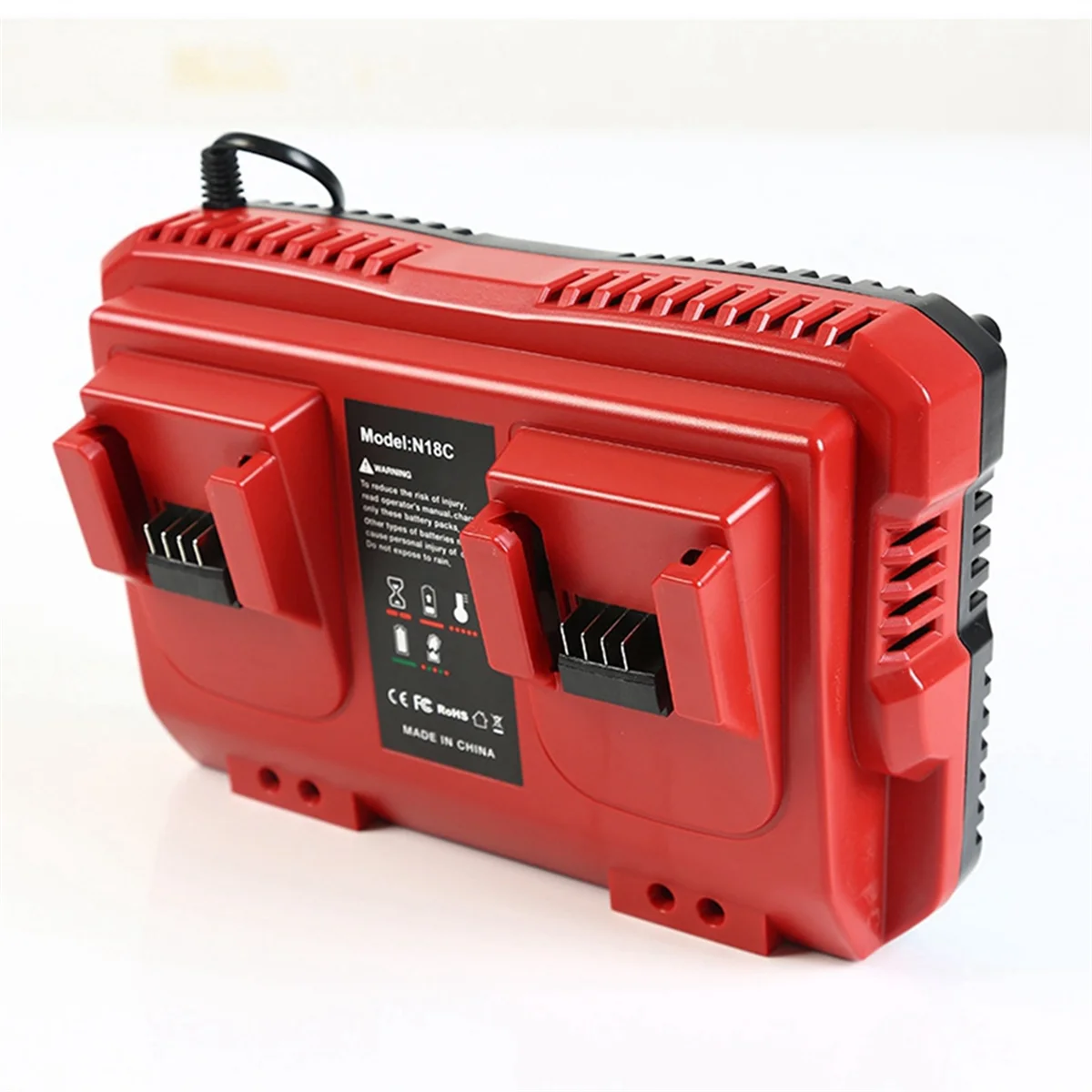 

ABFKW 18V Rapid Charger Replacement for Milwaukee M18 Battery Charger Station 2Ports 48-59-1802 48-59-1812 US Plug
