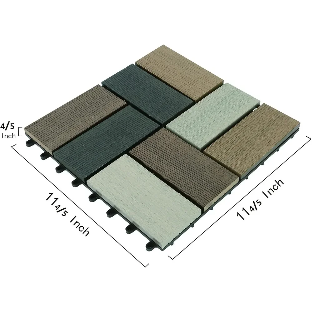 Patio Deck Tiles,DIY Interlocking Decking Tiles, Floor Tile,Water Resistant Indoor Outdoor (9, Random Antique)