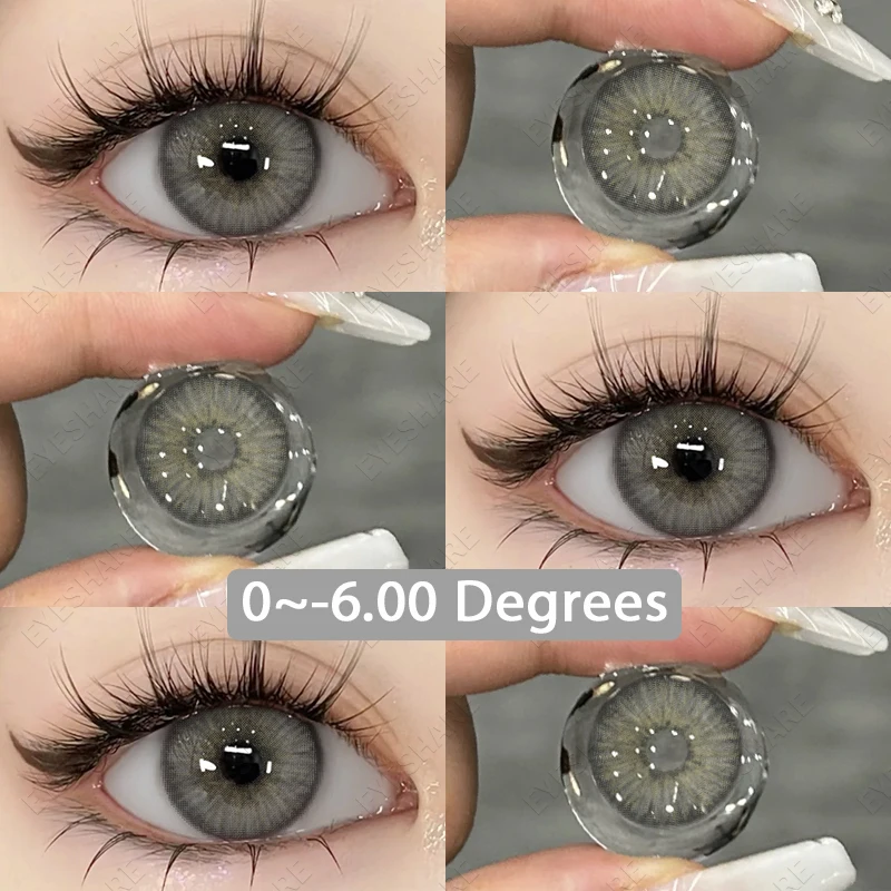 AMARA 1 Pair 0~-6.00 degree Myopia Lenses Colored Contact Lenses with Prescription Lenses with Degree Green Lenses blue lenses