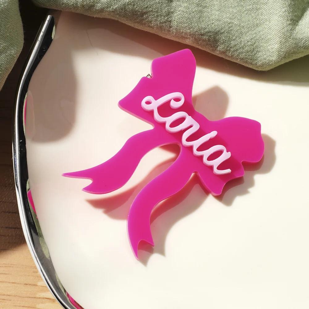 Customized acrylic glitter butterfly knot keychain, personalized lobster clasp, as a birthday gift for family and friends