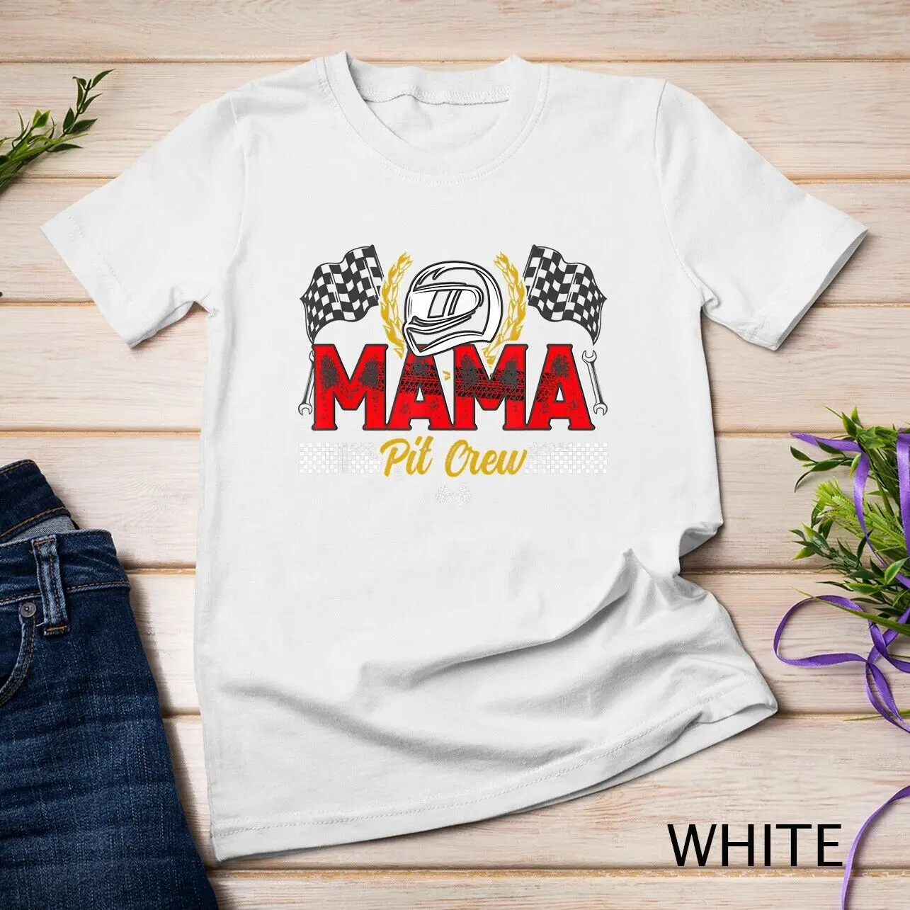 Mama Pit Crew Birthday Party Race Car Racing Family T-Shirt Unisex T-shirt