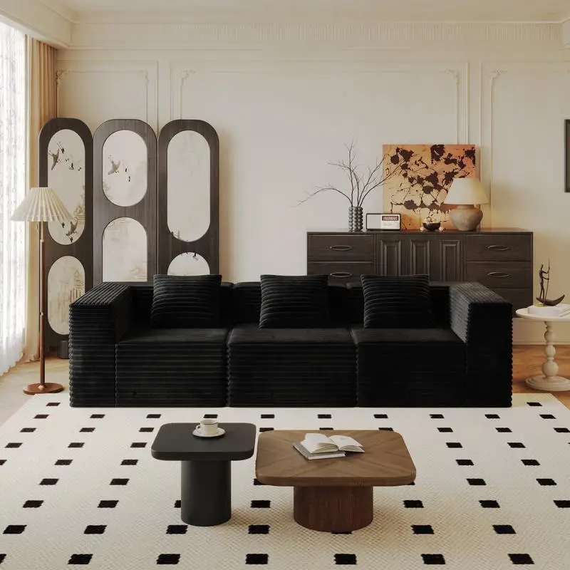 

Modular Sectional Sofa for Living Room, Deep Seat Compression Couch, High-Density Memory Foam Upholstery, No Assembly Required,