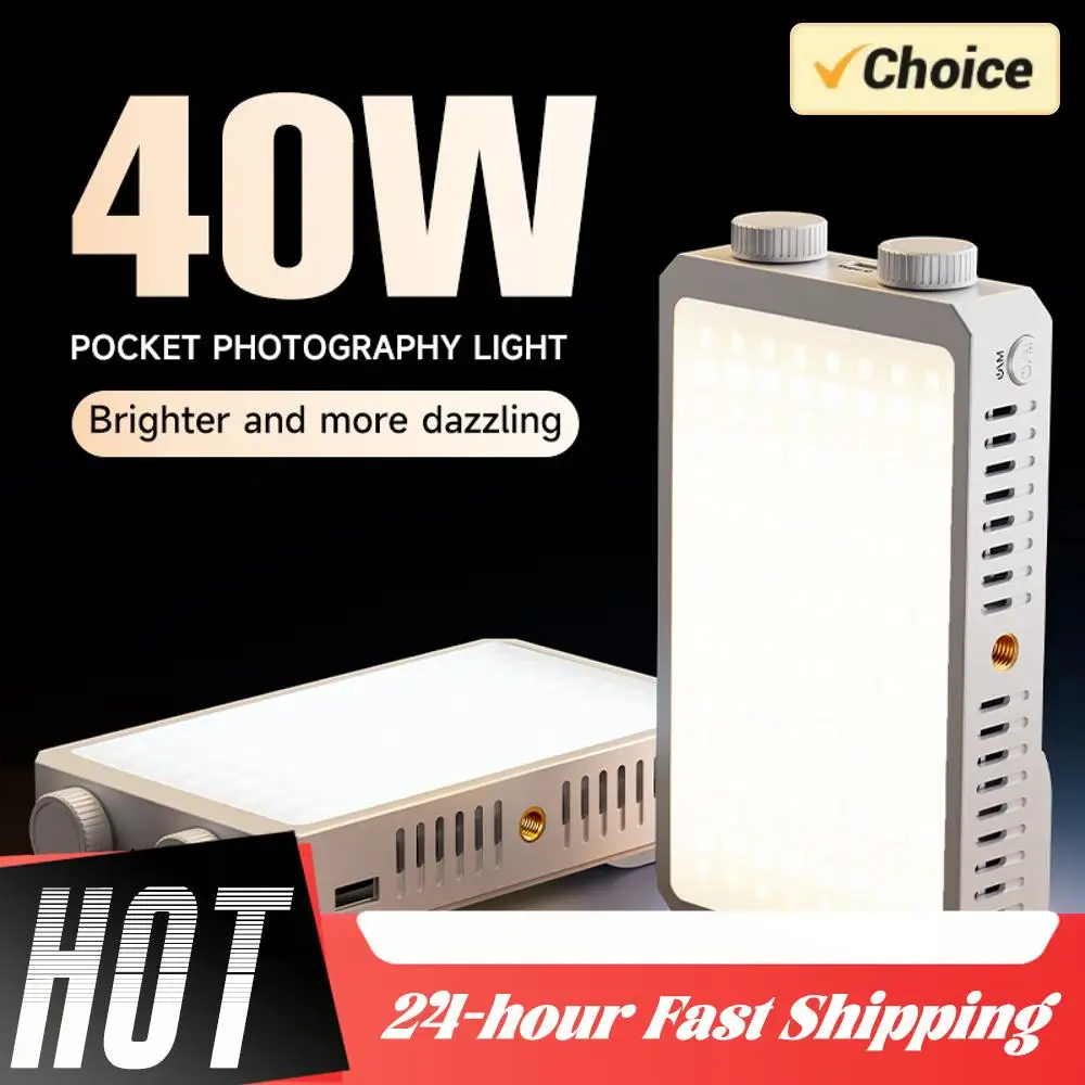 

Professional 40W LED Cam Light Adjustable Color Temperature 2800K-9000K Handheld Fill Light Rechargeable Portable Light Panel