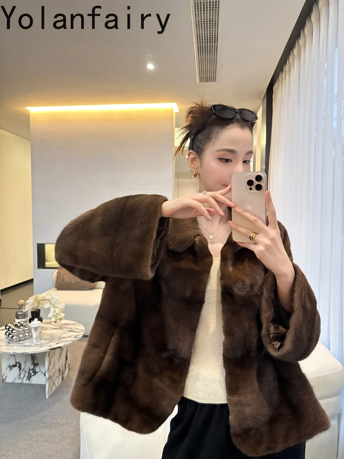 YOLANFAIRY High-end Velvet Grade Whole Mink Real Fur Coat Woman Winter Elegant Beautiful Natural Mink Fur Jacket Women casacos