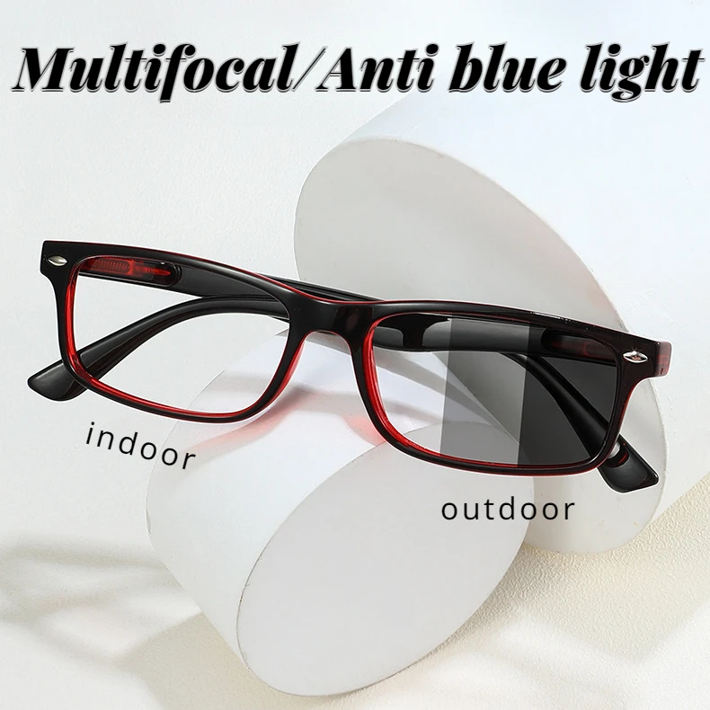 Multifocal Presbyopia Glasses Photochromic Anti Blue Light Reading Glasses Intelligent Zoom 1.0 To 4.0 Computer Glasses