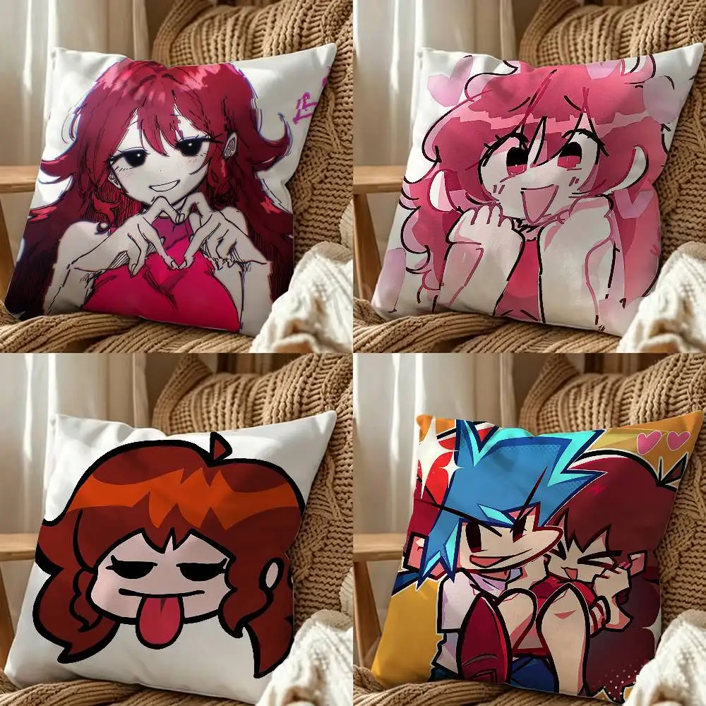 FNF Mid-Fight Masses Girlfriend  Square Double-Sided Printed Pillow Case Sofa Cushion Cover Bedroom Bedside Decor