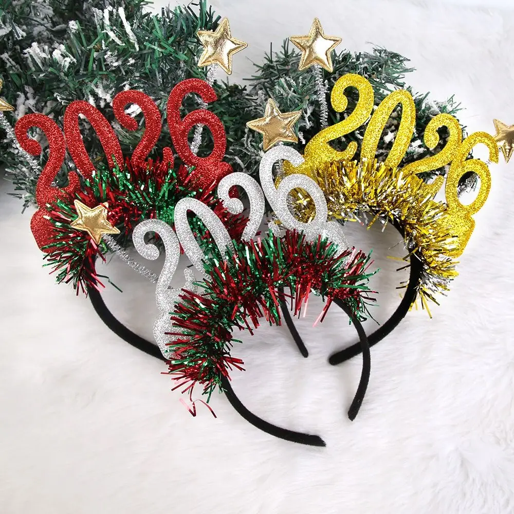 

Exquisite Sequin 2026 Happy New Year Headband Cute Star Christmas Headpiece Headwear Sweet Xmas Hair Band Christmas Supplies