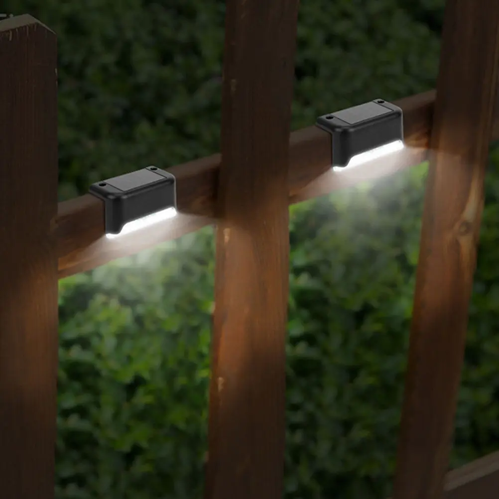 

5 Pcs outside Solar Lights Led Stair Outdoor Step Deck Landscape Lighting Pathway Black
