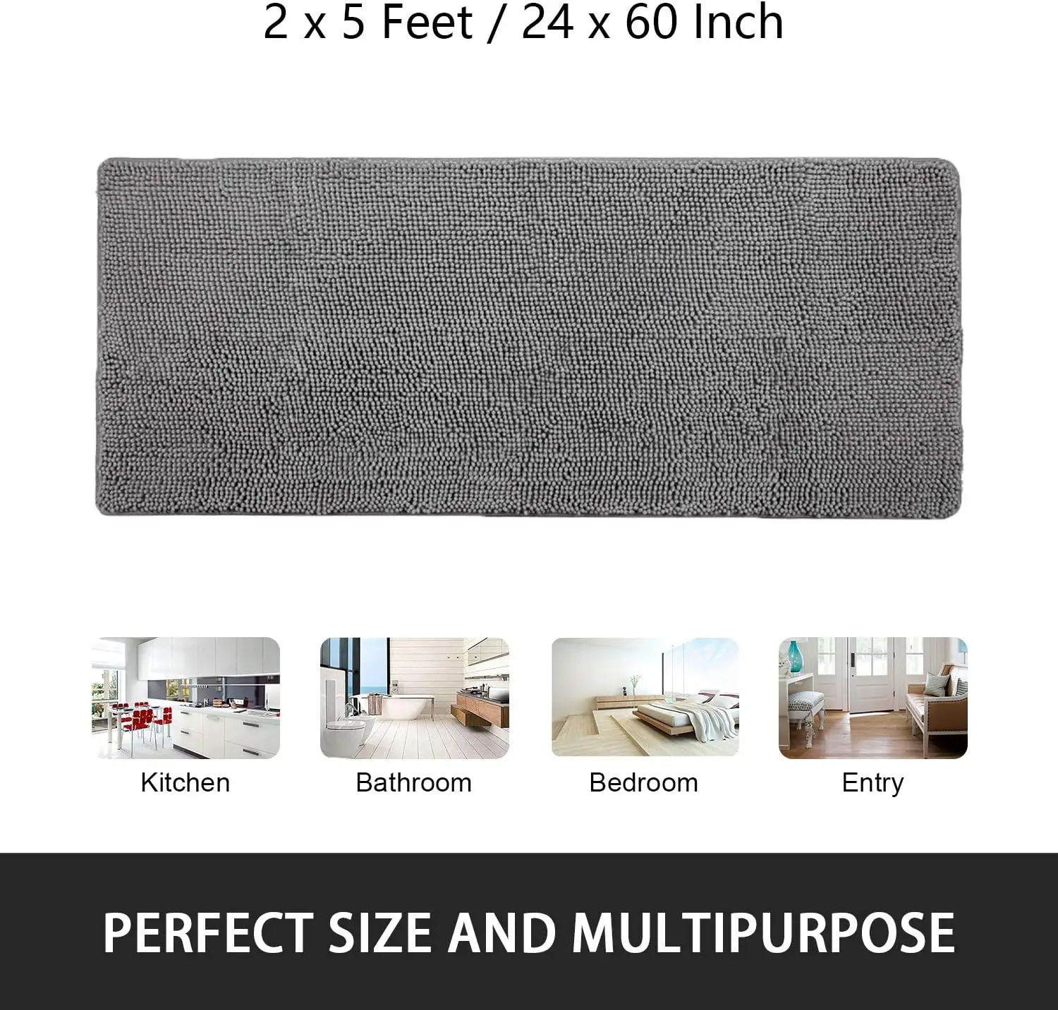 Non-Slip Bathroom Rug Shaggy Bath Mat Washable Rugs for Bathroom Shower Soft Plush Chenille Absorbent Carpets Mats