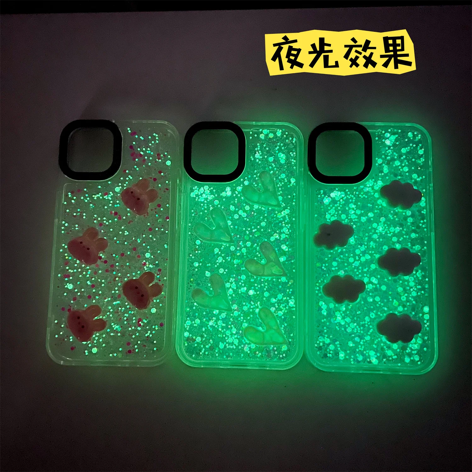 SHSCASE Luxury DIY Nightlight Glitter Cute Case for iPhone 15 Pro Max 12 13 14 Pro Shockproof Heavy Duty Defender Rugged Cover