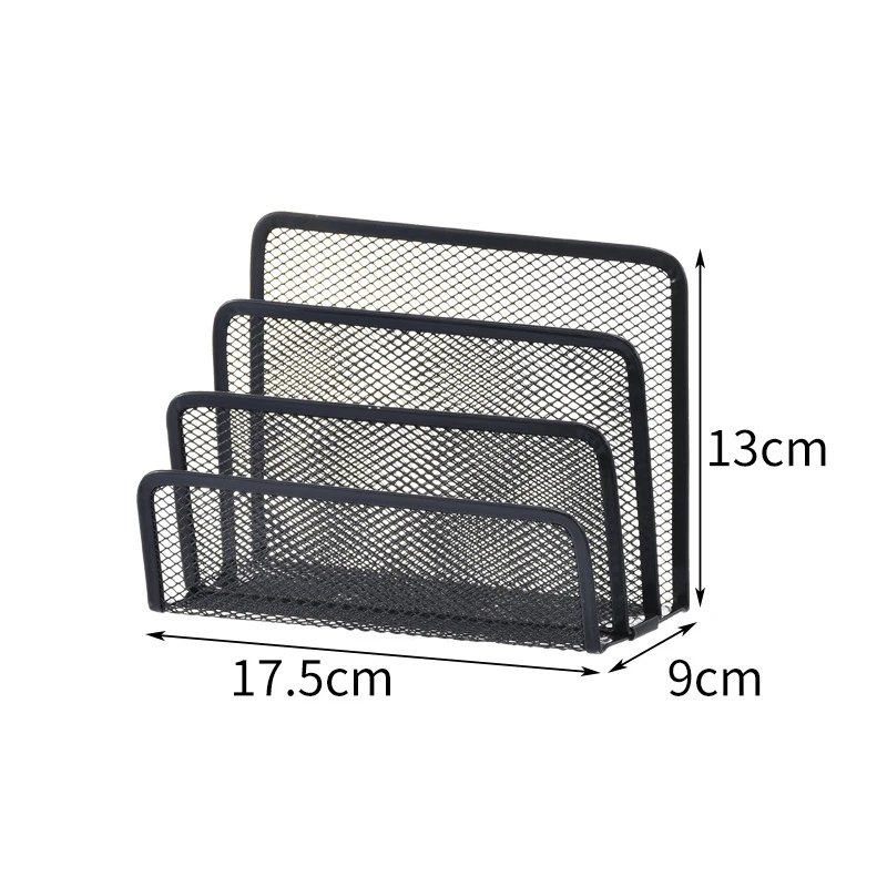 3-Layer Desktop Storage Shelf Black Stand Hollow Paper Letter Holder Document Office Desk Storage Organizer Storage Tray