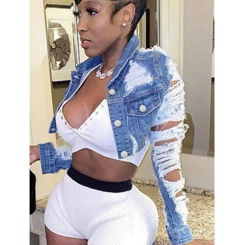 

Women's ort Sve T-irt Button Original Tear Front Split Cross-Border New Sle PU Leather Thin Nine Points Sve