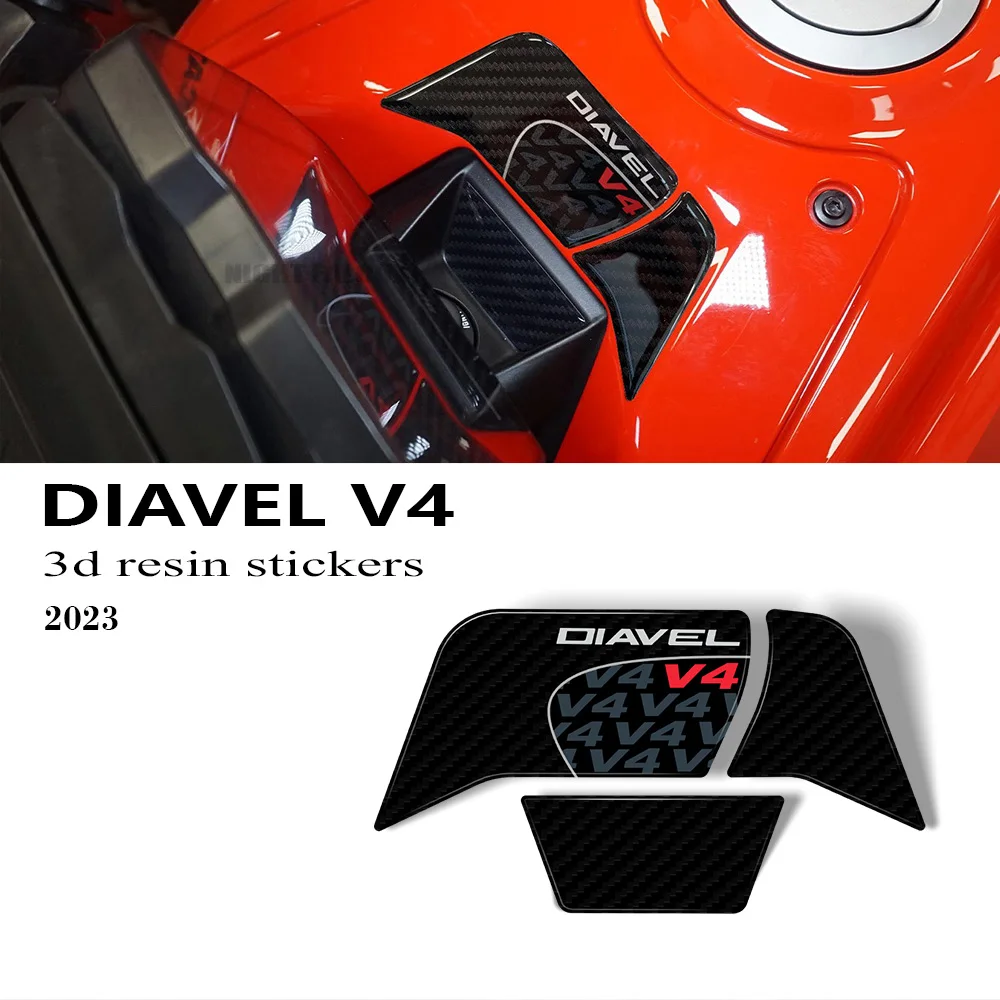 2023 Diavel V4 Motorcycle Accessories Key Ignition Area Protector 3D Epoxy Resin Sticker Kit for Ducati Diavel V4 2023-