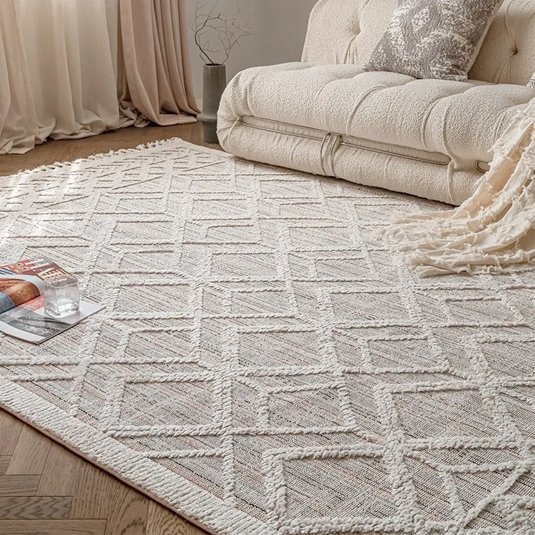 Room living room carpet ins bedroom bedside cotton and linen woven floor mat fringed decorative carpet outside