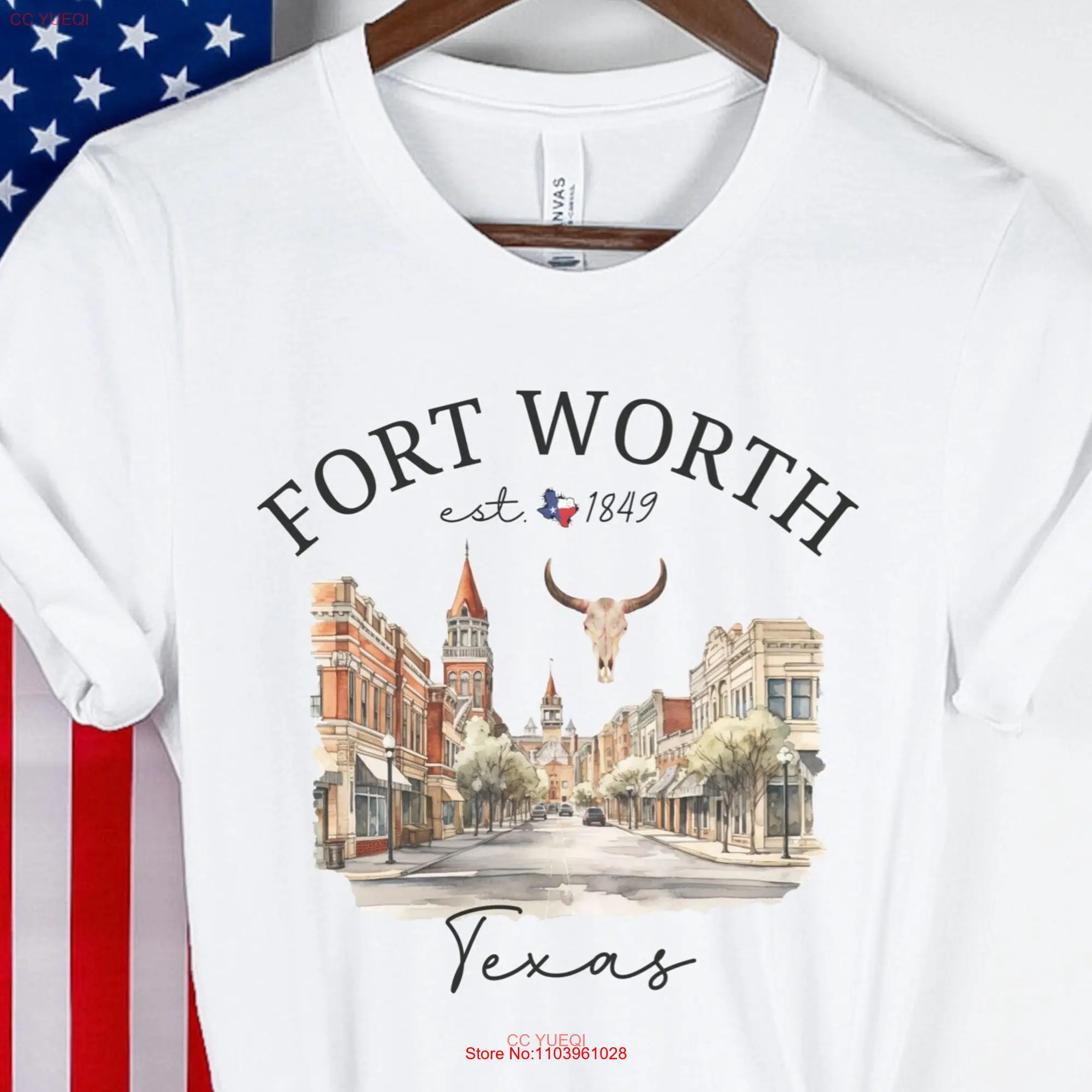 Футболка с длинным или коротким рукавом Fort Worth, Техасская одежда для поездок, штат FortWorth