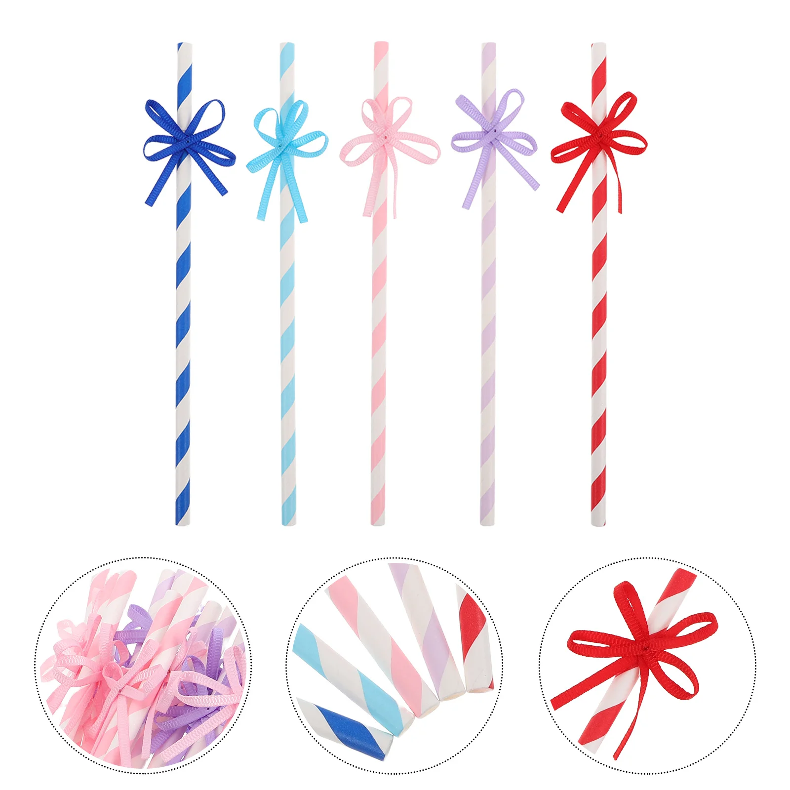 

50Pcs Creative Bow Tie Paper Straws Disposable Drinking Straws for Birthday Wedding Shower Party Favors Straw for Party