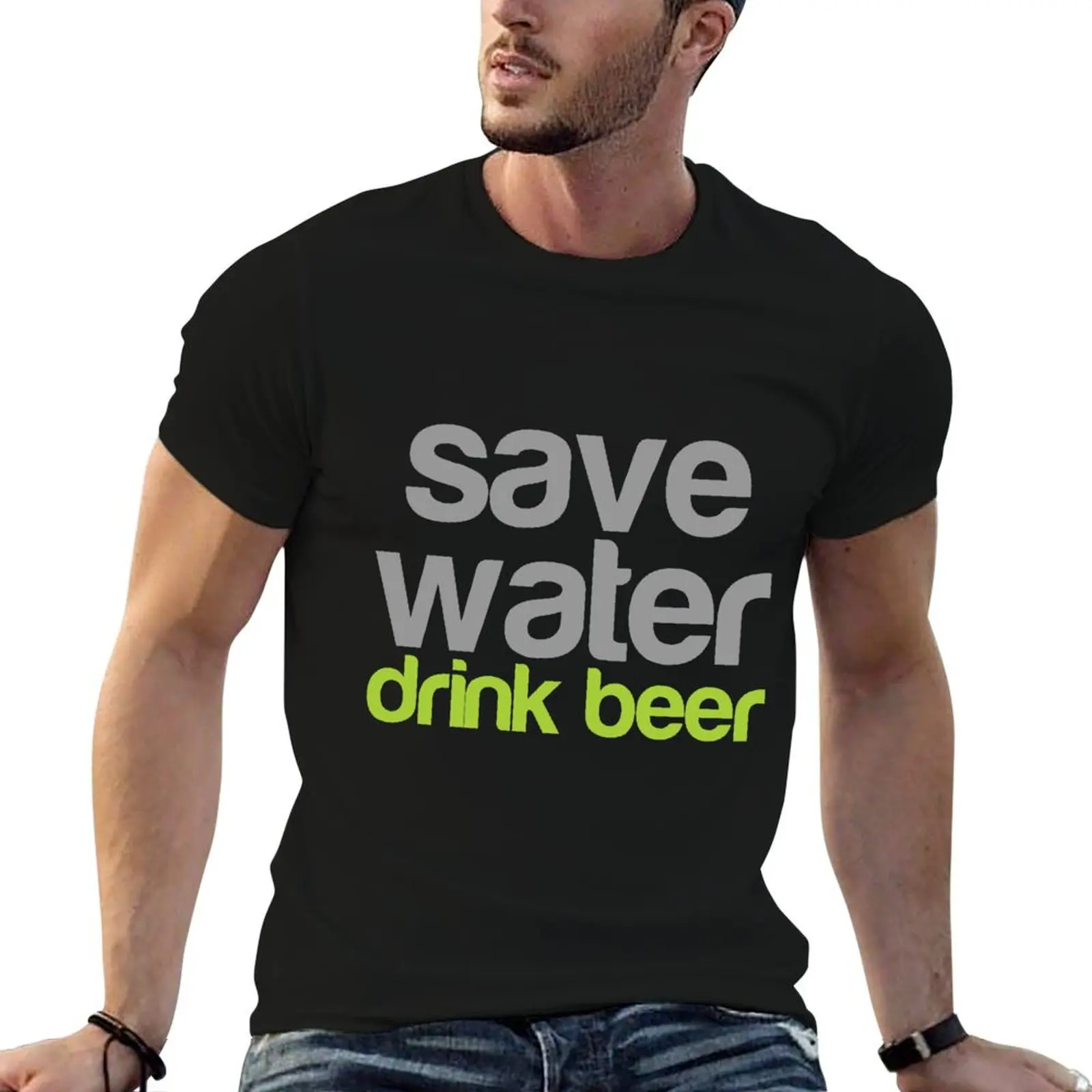 Save water, drink beer T-Shirt customs tops men t shirt