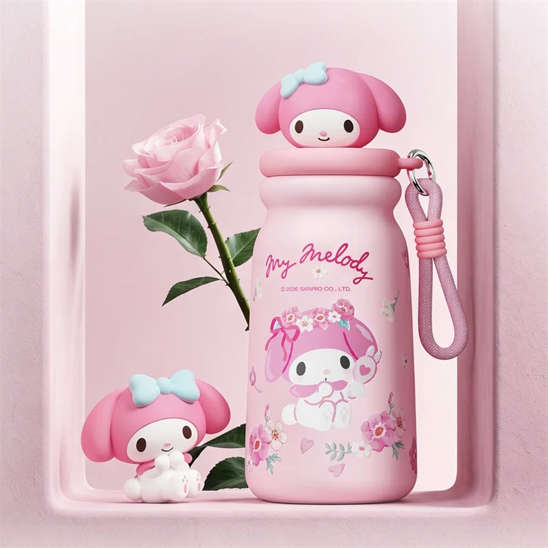 X&W Sanrio Thermos Cup Hello Kitty Kuromi Stainless steel Insulated Cup With tea strainer Portable Straw Cup For Travel & Sports