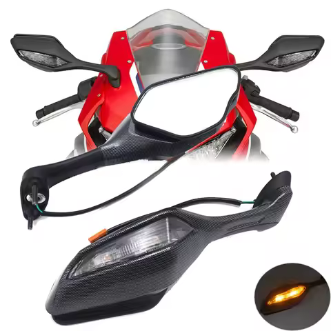 Gulf-Shape LED Turn Signal Rearview Mirrors For 2017-2022 Honda CBR1000RR RA S1 S2 SP Aftermarket Motorcycle Parts Carbon Fiber