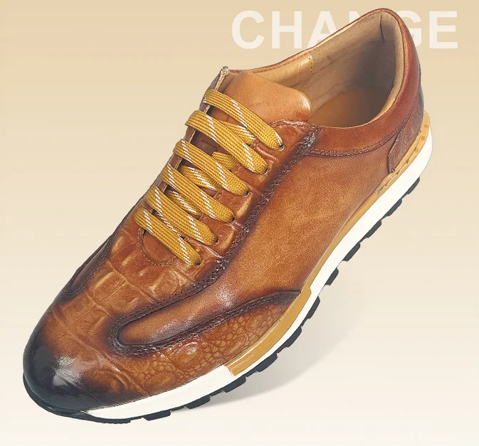 Baskets en cuir de vachette véritable pour hommes, chaussures de travail décontractées, chaussures de créateur de loisirs, mode masculine, nouveau, A117