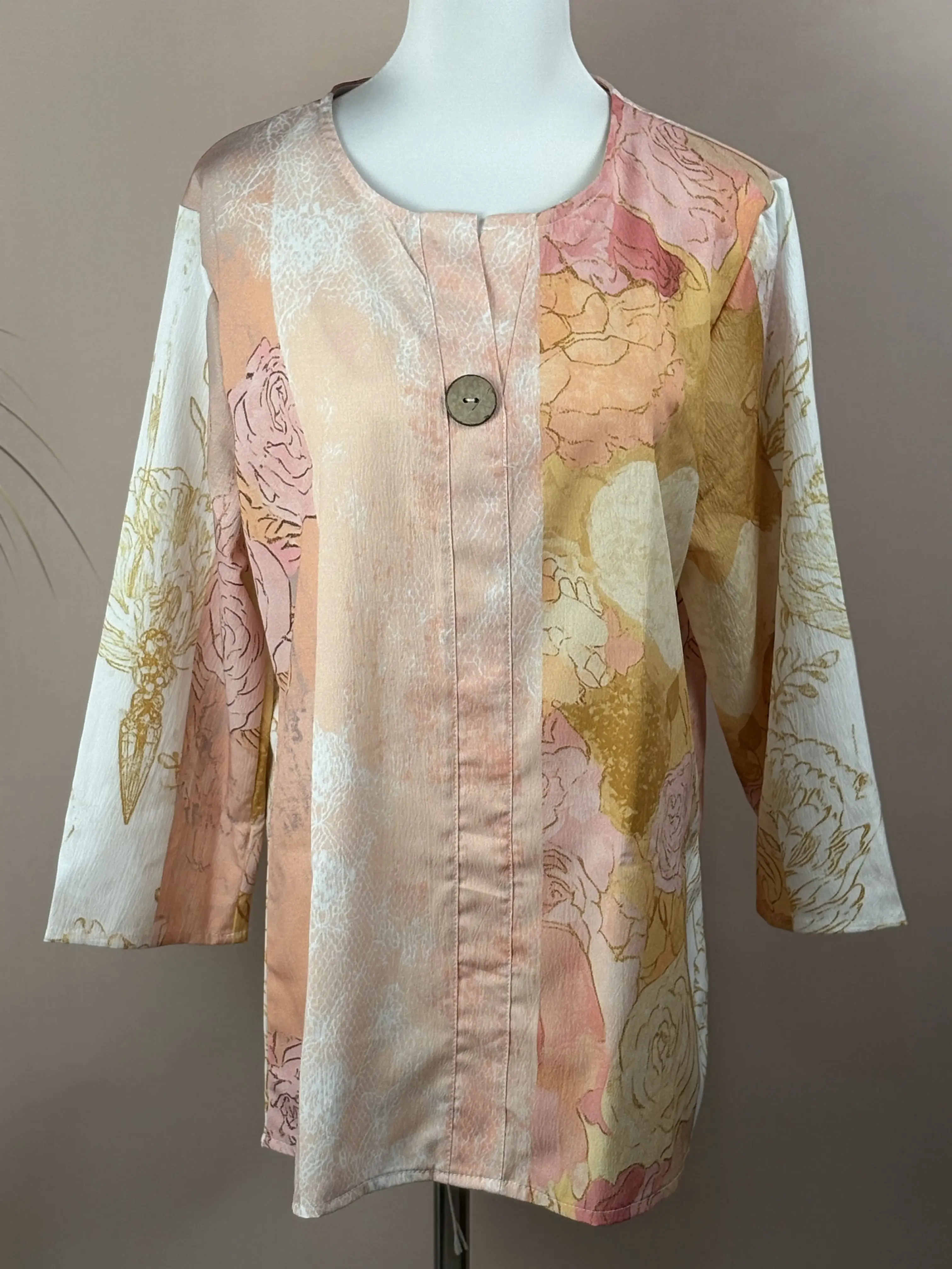 

Women's Short Sleeve 2025 Dress Shirt V-Neck Button Flower Pattern Simple Shirt Women's Versatile Casual Top