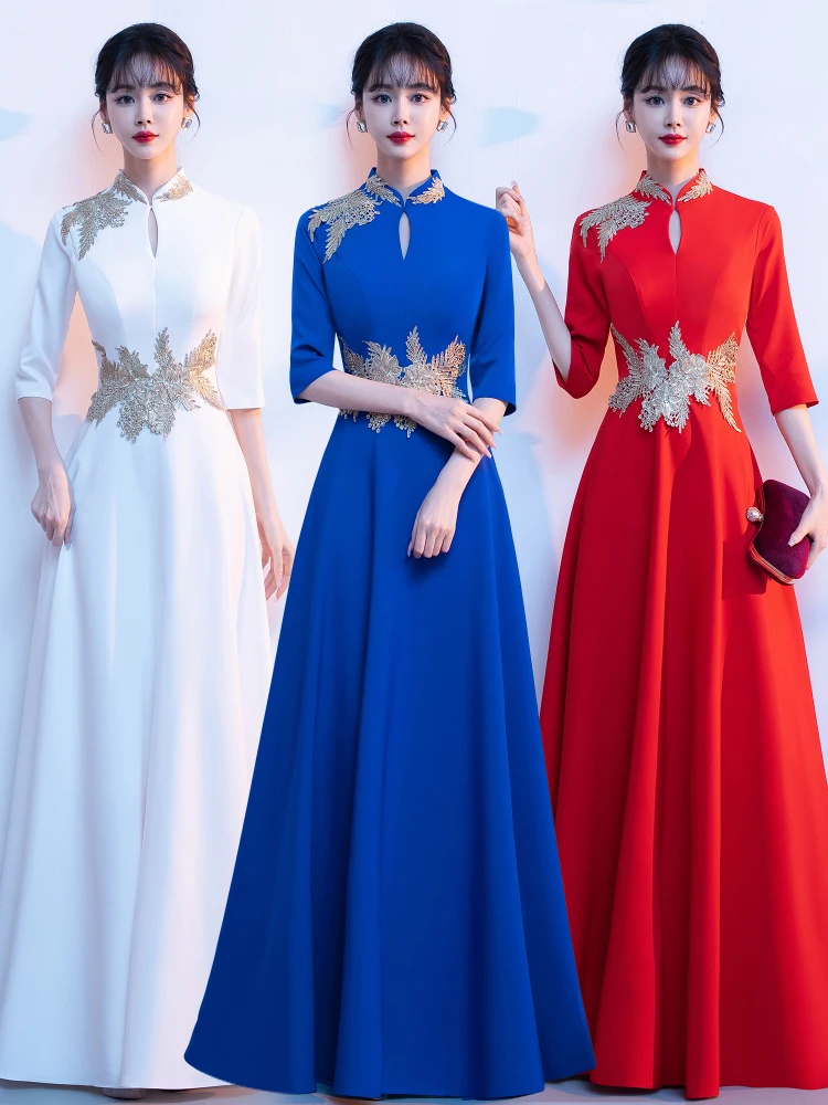 

Элегантное женское длинное платье для выступлений, модное ретро-вечернее платье для хоровых и сценических выступлений