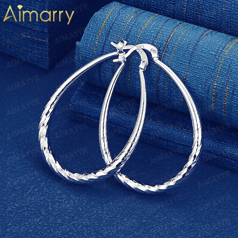 925 Sterling Silver 31mm * 44mm Twisted Water Droplet Earrings for Women's Banquets and Weddings High-quality Fashion Jewelry