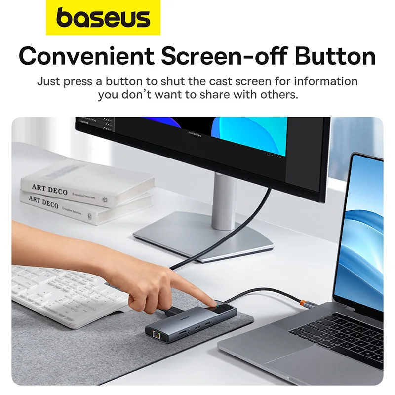 Imagem -03 - Baseus-hub Usb Metal Gleam Série ii Cinza Espacial Usb-c Hdmi Usb-a 10 em 1