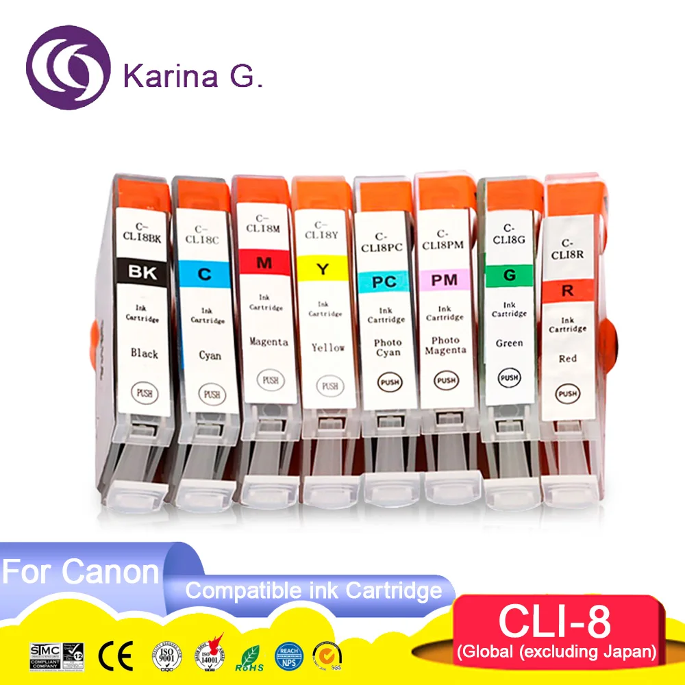 8 Colors CLI 8 CLI8 CLI-8 With Chip Compatible Color Inkjet Ink Cartridge for Canon PIXMA PRO9000 PRO-9000 Mark II Printer