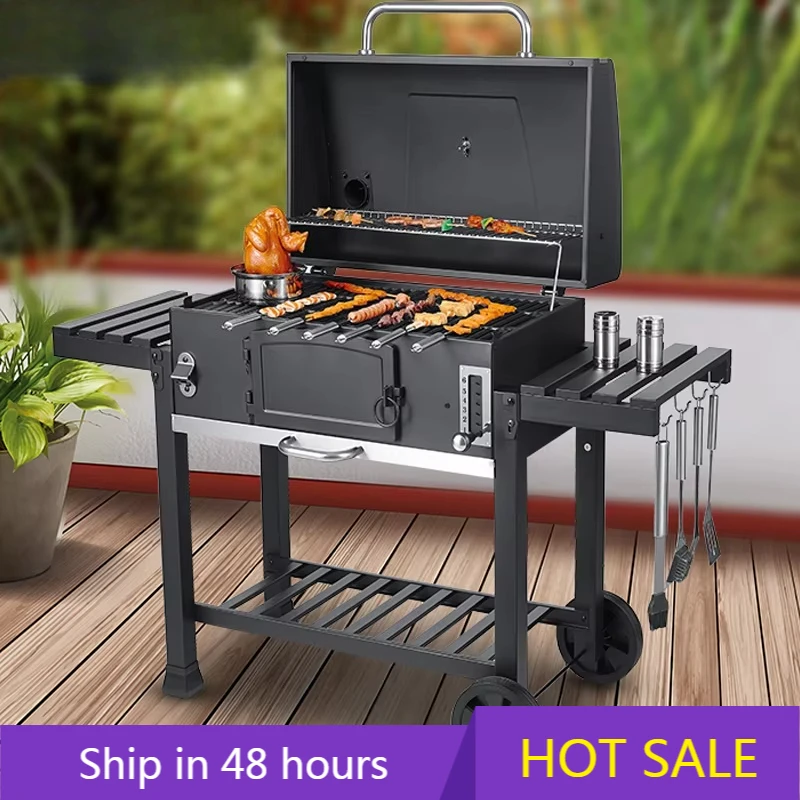 

POWER LEAP American Large Cast Iron Charcoal BBQ Grill Portable House Barbecue with Powder Coating Steel