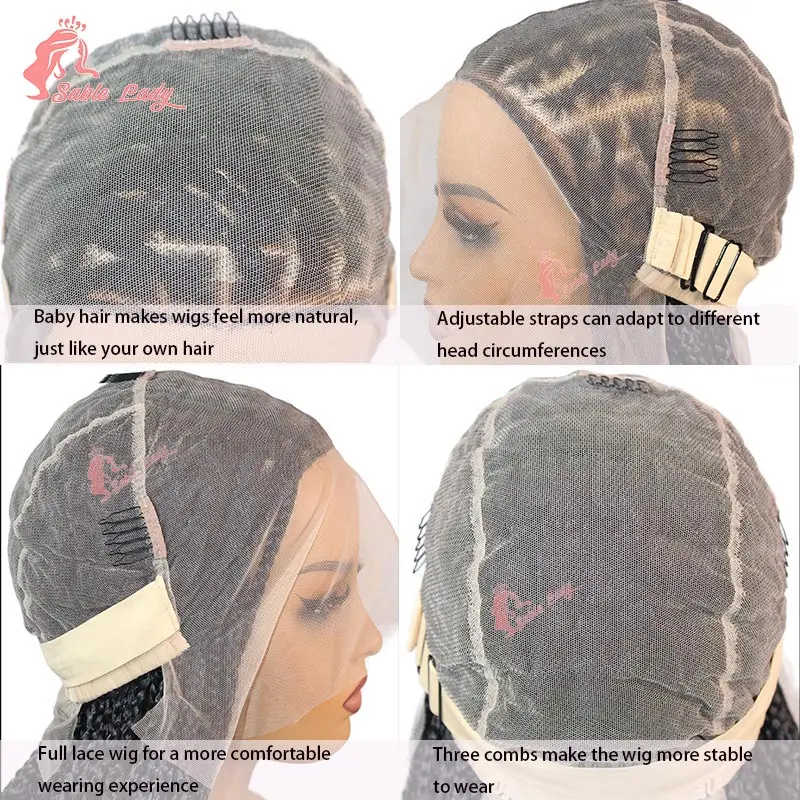 Synthetische Full Lace Frontal Knotless Box Braided Perücken mit lockigen Enden 28 Zoll 1B30 Brown Cornrow Box Braids Perücke für schwarze Frauen