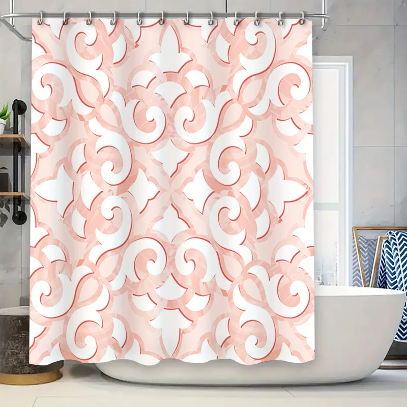 

Bathroom Waterproof Shower Curtain Decorative Pattern White Pink Flower Print Home Decoration Polyester Fabric (180x240cm)