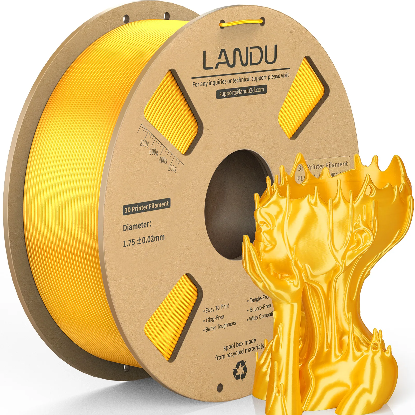LANDU Silk Filament PLA 1.75mm 1kg 3d Printer Material PLA Shiny Filament Golden Silver Copper New Bundle Easy To Print