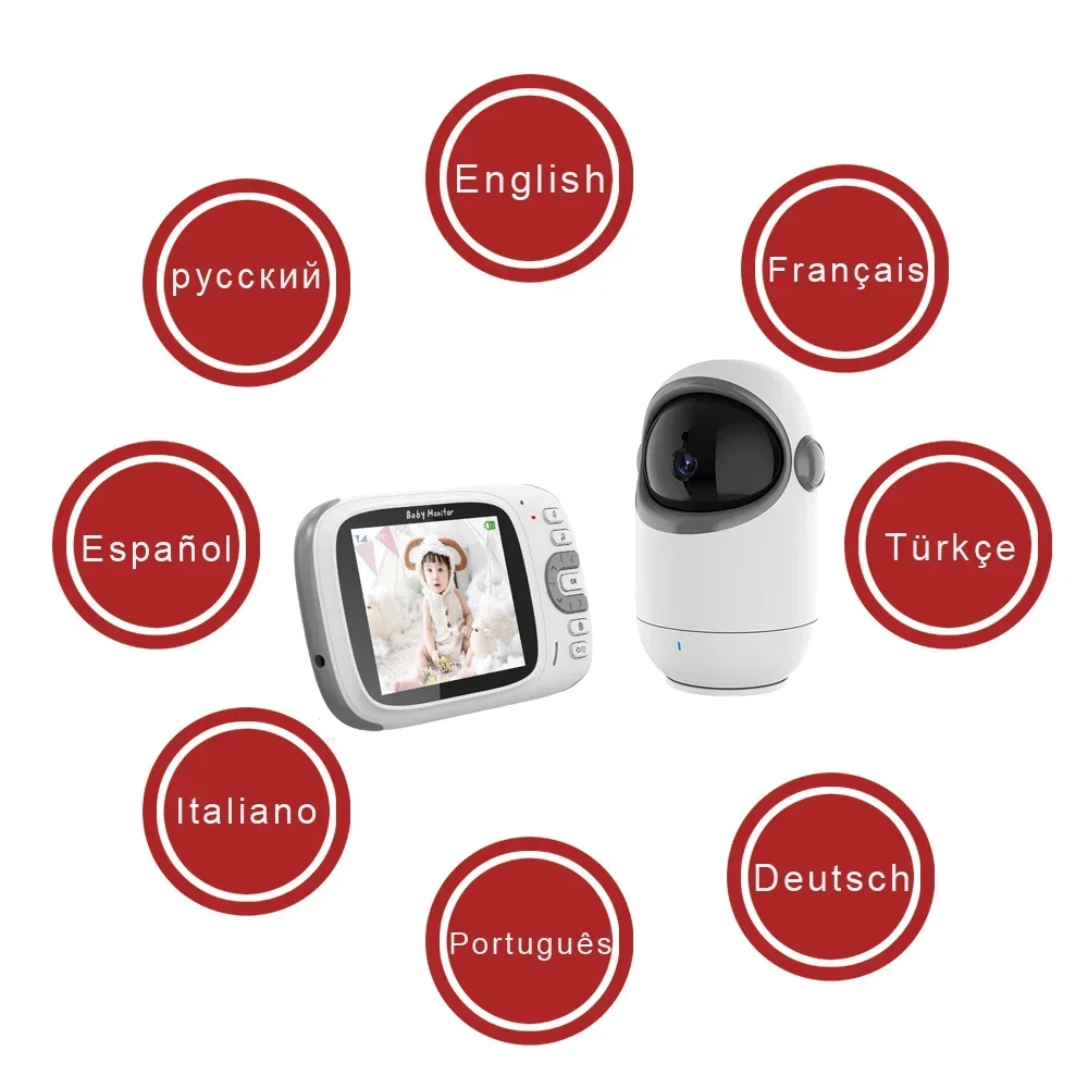 Video Baby Monitor 3.2 Inch Screen Wireless Security Temperature Display 2-Way Talkback Babyphone Nanny 3X Zoom Night Vision