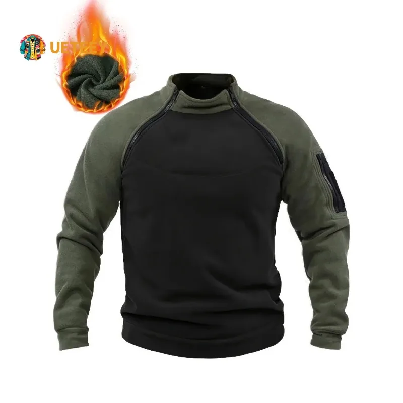 

Men's Tactical Fleece Zipper Pullover Windproof Thermal Military Outdoor Winter Warm Hiking Sweatshirt Combat Training Hoodie