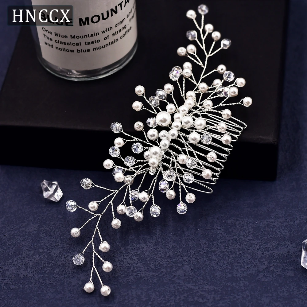 HNCCX Crystal Bride Wedding Hair Combs For Bride  Pearls Women Hairpins Elegant Girls Bridal Headpiece Hair  Accessories CP341