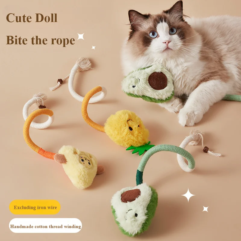 

Teasing Cat Teeth Grinding Stick Resistant To Biting Insects Galls Fruits Fun Playing with Cats Toys Biting Ropes Pet Supplies