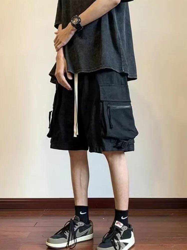 

American Retro Workwear orts Men's Loose Casual Five-Quarter Pants Straight Leg Trousers Summer New Sle Youthful Energy