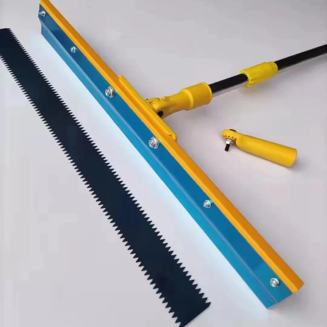 Beihua-Rastrillo con púas de 56cm y Kit de poste de extensión 1,1, rascador de rastrillo de cemento de flujo automático, herramientas de pintura de